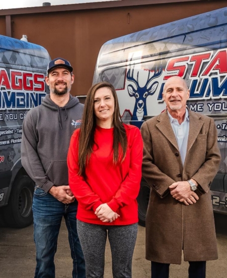 Staggs Plumbing branded service van at headquarters in Plano, Texas