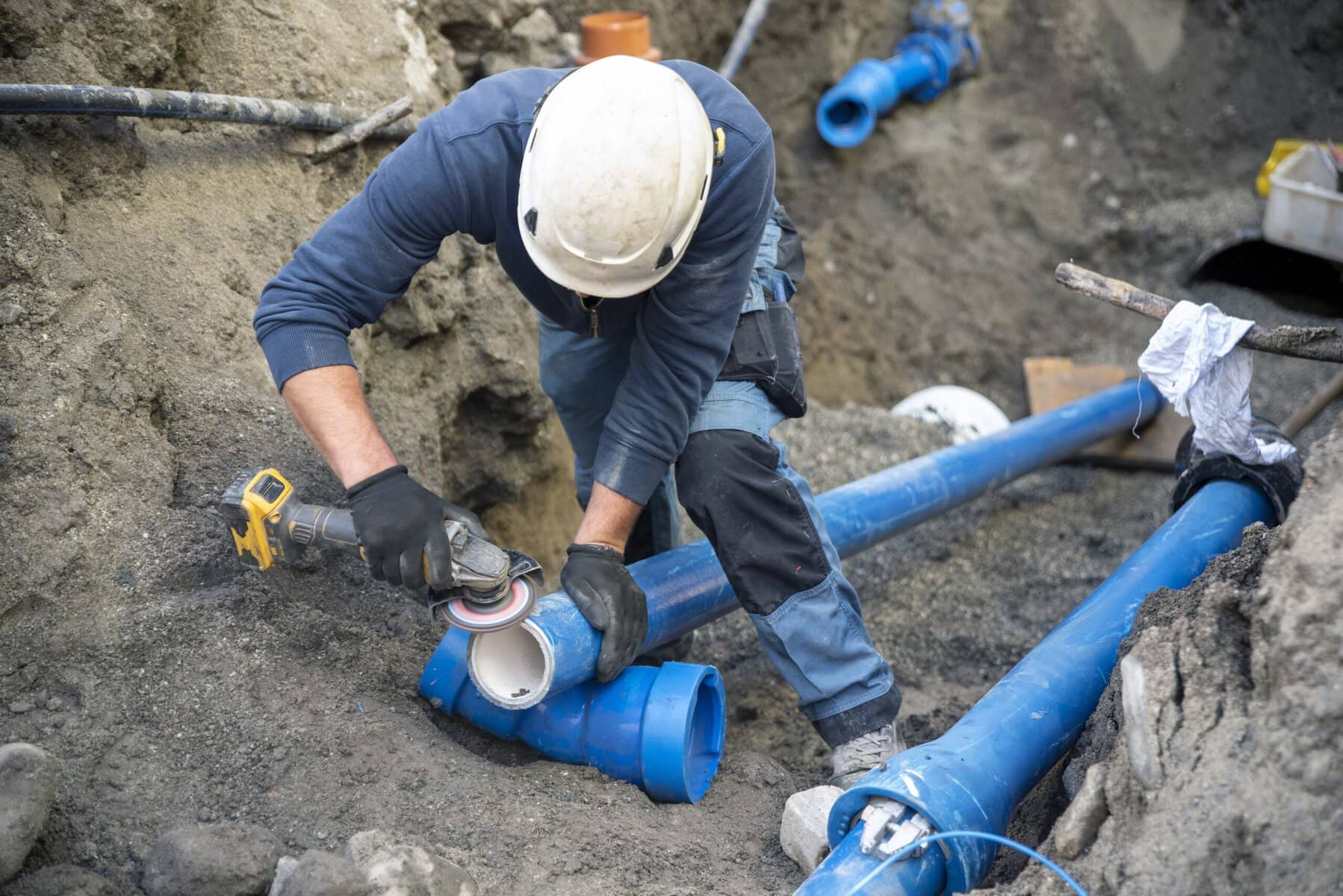 Staggs Plumbing technician inspecting a sewer line with a camera in Dallas-Fort Worth